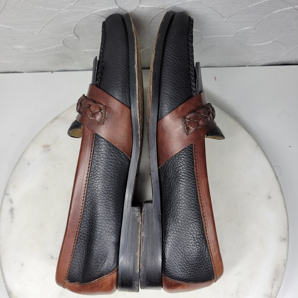 Cole Haan Kiltie Loafers Mens 10D Black Brown Leather Fringe Braided Buckle main image 9